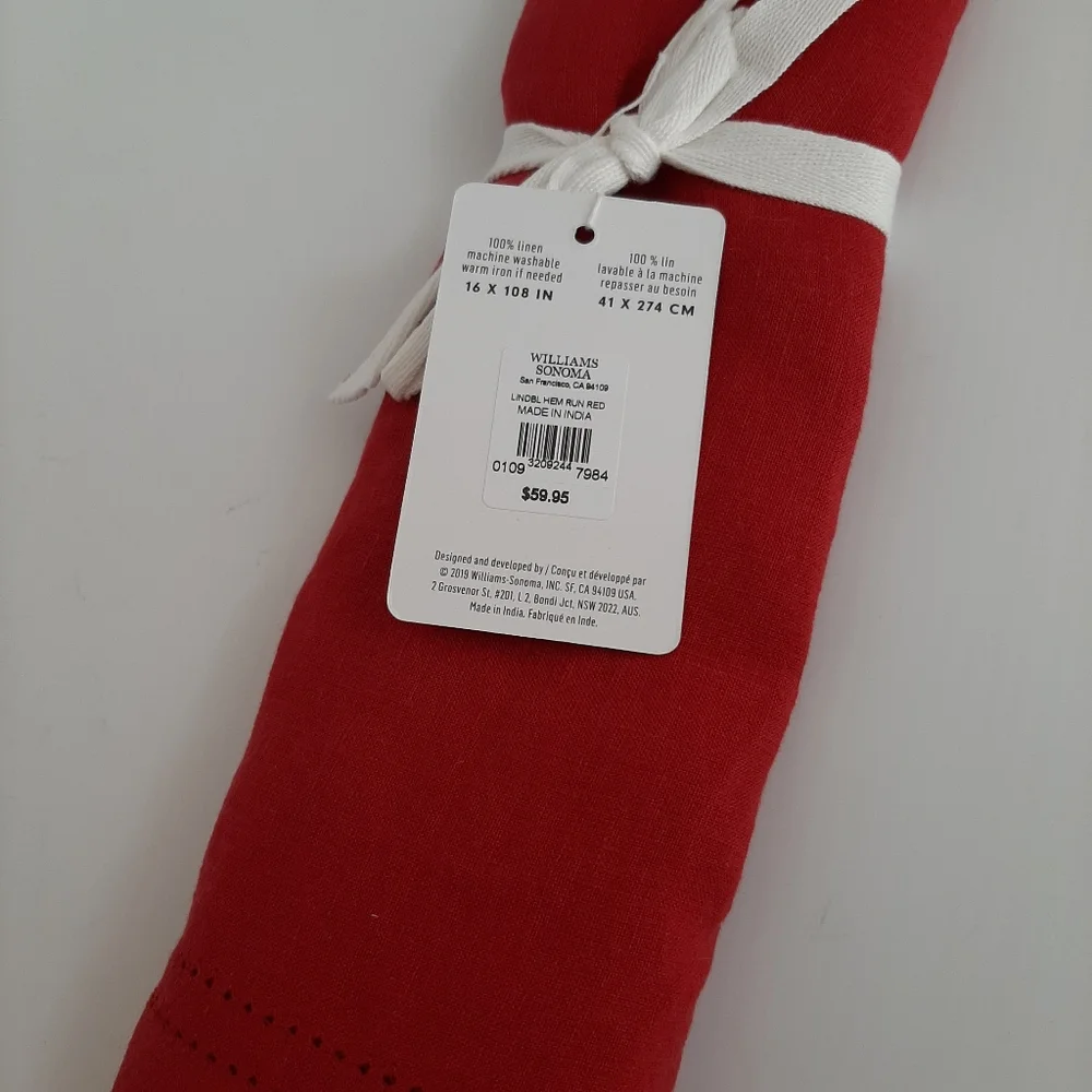 Williams Sonoma Linen Double Hemstitch Table Runner